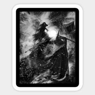 Fire and Magic in greyscale Sticker